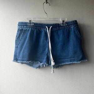 AERIE by AMERICAN EAGLE Blue Denim Shorts Elastic Waist Size Small